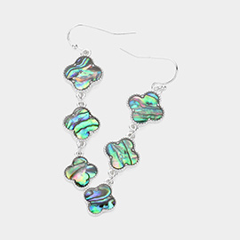 Triple Abalone Quatrefoil Link Dropdown Earrings