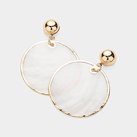 Mother Of Pearl Disc Dangle Earrings