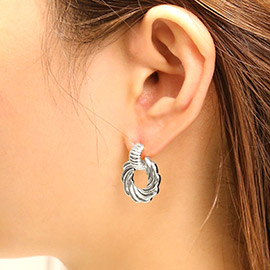 White Gold Dipped Spiral Whirl Earrings