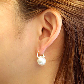 14K Gold Dipped Pearl Pin Catch Earrings