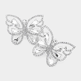 Teardrop Stone Embellished Butterfly Evening Earrings