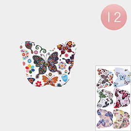 12PCS -Butterfly Printed Cat Shaped Cosmetic Mirrors