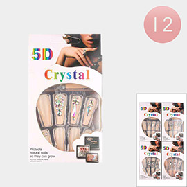 12Pack - 5D Crystal Press On Nail Set