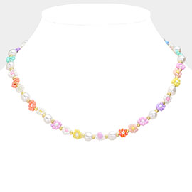Pearl Flower Beaded Necklace