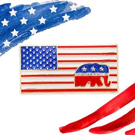 Enamel American USA Flag Republican Elephant Pin Brooch