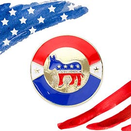 Enamel Democrats Donkey Round Pin Brooch