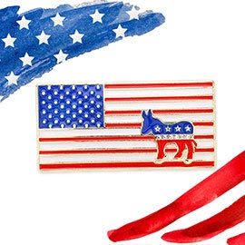 Enamel American USA Flag Democrats Donkey Pin Brooch