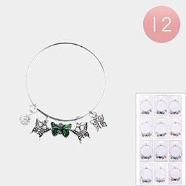 12PCS - Butterfly Charm Adjustable Bangle Bracelets