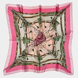 Abstract Printed Satin Square Scarf
