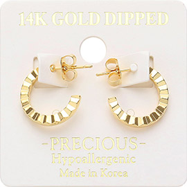 14K Gold Dipped Textured Mini Hoop Earrings