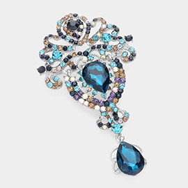 Teardrop Stone Cluster Pointed Rhinestone Paved Pin Brooch