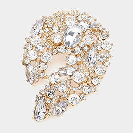 Marquise Round Stone Cluster Embellished Pin Brooch
