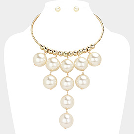 Oversized Pearl Ball Chandelier Bib Necklace