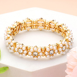 Pearl Cluster Flower Stretch Bracelet
