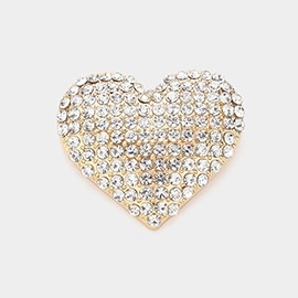 Stone Paved Heart Pin Brooch