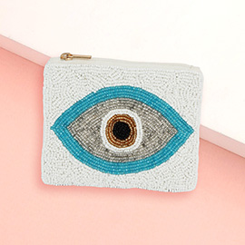 Evil Eye Seed Beaded Mini Pouch Bag