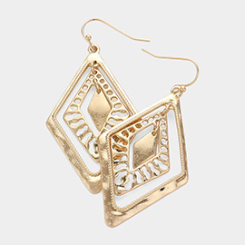 Abstract Metal Rhombus Dangle Earrings
