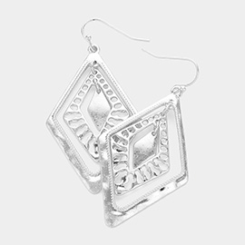 Abstract Metal Rhombus Dangle Earrings