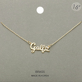 Brass Metal Golf Message Plate Pendant Necklace