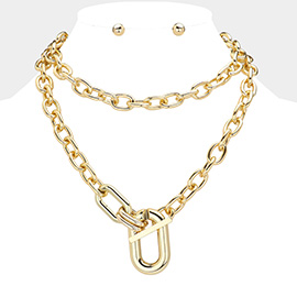 2PCS - Chunky Metal Hardware Pointed Chain Necklaces