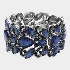 Teardrop Glass Crystal Evening Stretch Bracelet