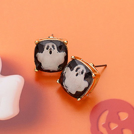 Halloween Ghost Printed Cushion Stud Earrings