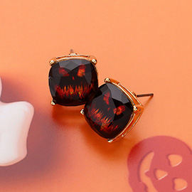 Halloween Ghost Face Printed Cushion Stud Earrings