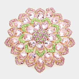 Glass Stone Embellished Flower Pin Brooch