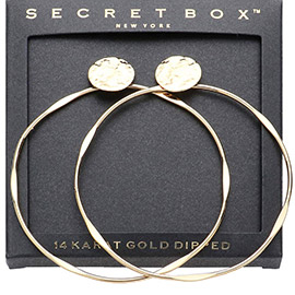 SECRET BOX_14K Gold Dipped Metal Hoop Dangle Earrings