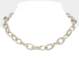 14K Gold Plated Oval Link Chain Magnetic Necklace