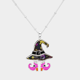 Halloween Witch Hat Boots Pendant Necklace