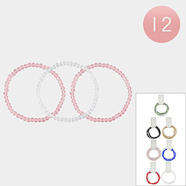 12 SET OF 3 - Faced Beaded Stretch Multi Layered Bracelets