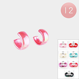 12Pairs - Holographic Resin Hoop Earrings