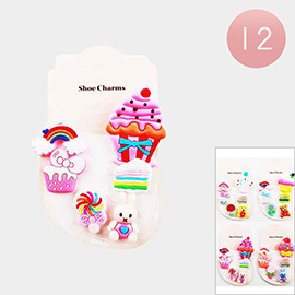 12 SET OF 6 - Cupcake Rainbow Candy Rabbit Shoe Deco Charms