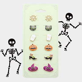 6Pairs - Halloween Mini Stud Earring Set