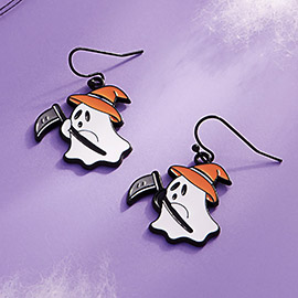 Enamel Halloween Ghost Dangle Earrings