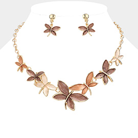 Colored Metal Dragonfly Bib Necklace