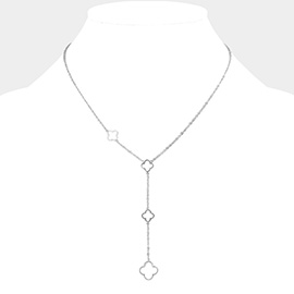 Stainless Steel Open Quatrefoil Pointed Necklace
