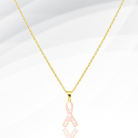 Pink Ribbon Pendant Stainless Steel Necklace