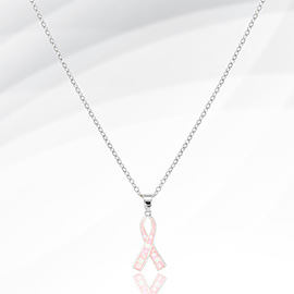 Pink Ribbon Pendant Stainless Steel Necklace