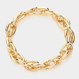 Oval Metal Chain Link Stretch Bracelet