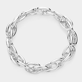 Oval Metal Chain Link Stretch Bracelet
