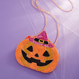 Halloween Pumpkin Beaded Mini Crossbody Bag