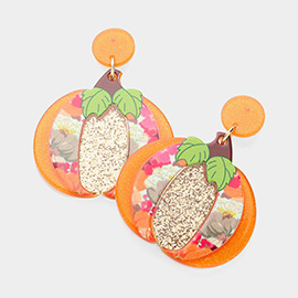 Resin Thanksgiving Pumplin Dangle Earrings