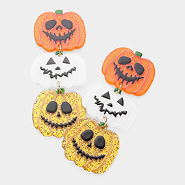Resin Halloween Pumpkin Link Dropdown Earrings
