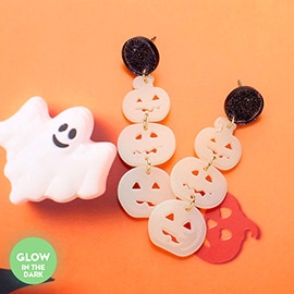 Glow In The Dark Halloween Pumpkin Link Dropdown Earrings