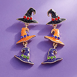 Enamel Witch Hat Link Dropdown Earrings