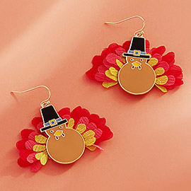 Enamel Thanksgiving Turkey Dangle Earrings