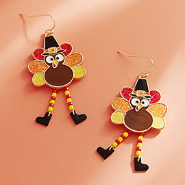 Enamel Thanksgiving Turkey Dangle Earrings