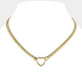 Stainless Steel Open Heart Pointed Chain Necklace